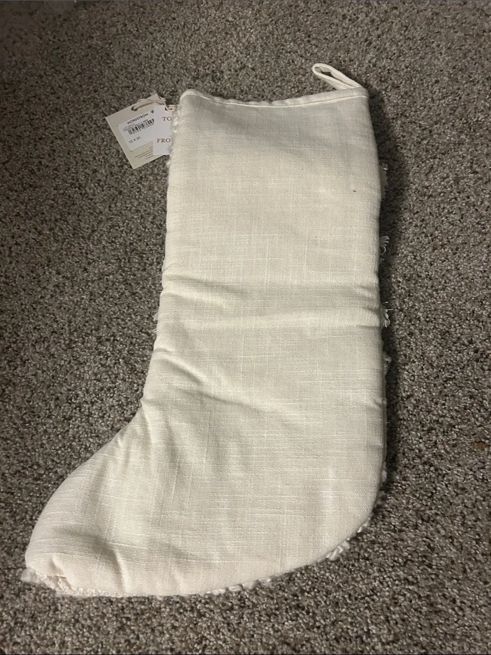 Multiple available Nordstrom Cream Textured Holiday Stocking with Layered Fringe